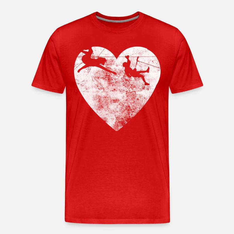 Herz - Klettern - - Männer Premium Bio T-Shirt - Rot