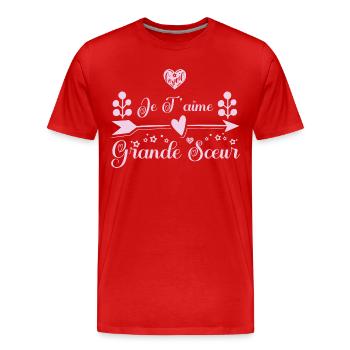 Je t'aime grande sœur. cadeau grande sœur. soeur. - T-shirt bio Premium Homme - rouge - Devant - Damien (186cm)