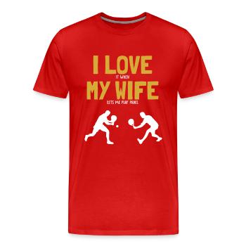 J'Aime Ma Femme Padel Tennis Padel Tennis Padel - T-shirt bio Premium Homme - rouge - Devant - Damien (186cm)