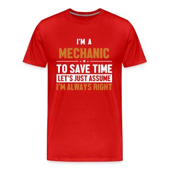 Mechanic Let's Assume I'm Right Mécatronicien - T-shirt bio Premium Homme - rouge - Devant - Damien (186cm)