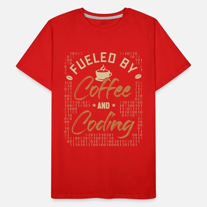 Fueled by Coffee and Coding Coder Software Men's Premium Organic T-Shirt