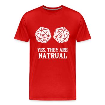 Naturel D20 Jeu de rôle Tabletop PnP RPG Pen and - T-shirt bio Premium Homme - rouge - Devant - Damien (186cm)