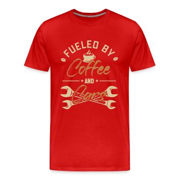 Fueled by Coffee and Cars Mécanicien automobile - T-shirt bio Premium Homme - rouge - Devant - Damien (186cm)