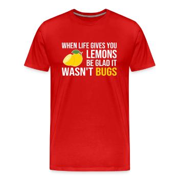 Life Gives You Lemons Not Bugs Developer Coder - Männer Premium Bio T-Shirt - Rot - Vorne - Damien (186cm)