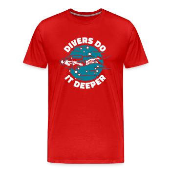 Divers Do It Deeper Goggles Diving Mask - Men's Premium Organic T-Shirt - red - Front - Damien (186cm)