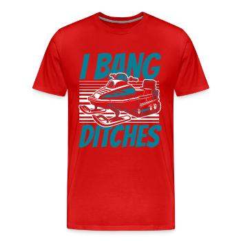 I Bang Ditches Snowmobile Motorschlitten Fahrer - Männer Premium Bio T-Shirt - Rot - Vorne - Damien (186cm)