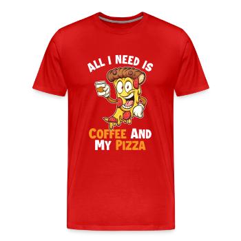 Coffee and my Pizza Pizza Pizza Tray Pizza Oven - Men's Premium Organic T-Shirt - red - Front - Damien (186cm)