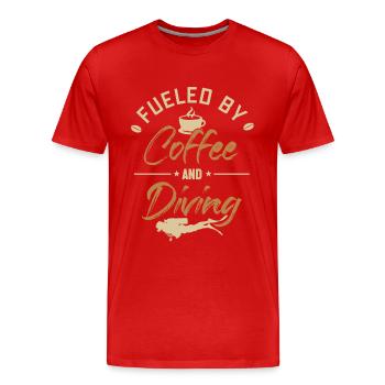 Fueled by Coffee and Diving Diving Mask Scuba - Men's Premium Organic T-Shirt - red - Front - Damien (186cm)