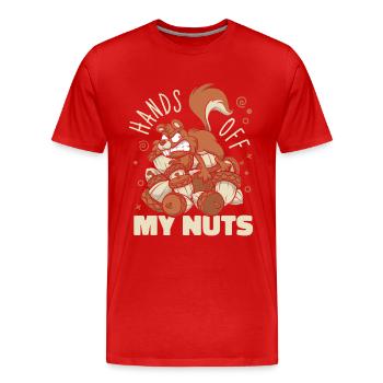 Hands Off My Nuts Grauhörnchen Squirrel - Männer Premium Bio T-Shirt - Rot - Vorne - Damien (186cm)