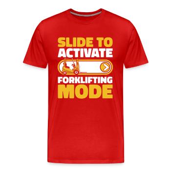 Slide To Activate Forklifting Mode Gabelstapler - Männer Premium Bio T-Shirt - Rot - Vorne - Damien (186cm)