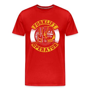 Forklift Operator Rough Terrain Forklift Telehandler - Men's Premium Organic T-Shirt - red - Front - Damien (186cm)