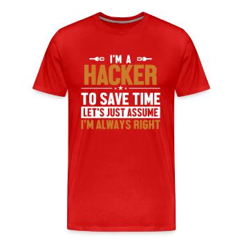 Hacker Supposons que j’ai raison renifleur de phishing - T-shirt bio Premium Homme - rouge - Devant - Damien (186cm)