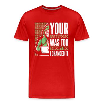 Votre mot de passe était trop court Phishing Sniffer Grey - T-shirt bio Premium Homme - rouge - Devant - Damien (186cm)