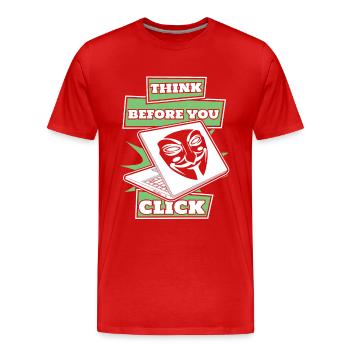 Réfléchissez avant de cliquer sur l’ingénierie sociale - T-shirt bio Premium Homme - rouge - Devant - Damien (186cm)