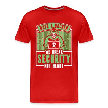 Date Hacker Nous brisons la sécurité Pas le phishing cardiaque - T-shirt bio Premium Homme - rouge - Devant - Damien (186cm)
