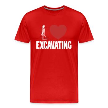 I love Excavating Crawler Excavator - Men's Premium Organic T-Shirt - red - Front - Damien (186cm)