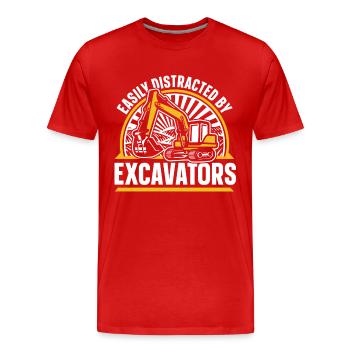 Easily Distracted By Excavators Crawler Excavator - Men's Premium Organic T-Shirt - red - Front - Damien (186cm)