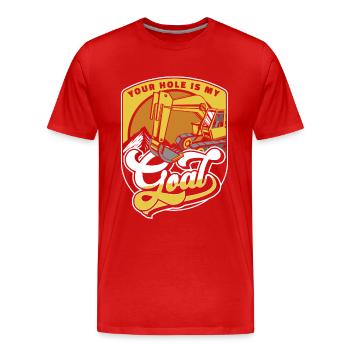 Your Hole Is My Goal Excavator Duty cycle crawler crane - Men's Premium Organic T-Shirt - red - Front - Damien (186cm)