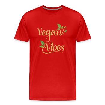 Vegan Vibes Vegan Vegan Pflanzlich Vegetarisch - Männer Premium Bio T-Shirt - Rot - Vorne - Damien (186cm)