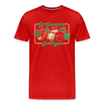 Go Greener Go Vegan Plant-Based Vegan Vegans - Men's Premium Organic T-Shirt - red - Front - Damien (186cm)
