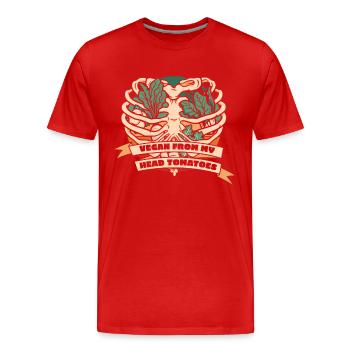 Vegan From My Head Tomatoes Plant-Based Vegan - Men's Premium Organic T-Shirt - red - Front - Damien (186cm)