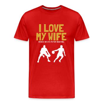 I love my Wife Basketball Basketballspieler - Männer Premium Bio T-Shirt - Rot - Vorne - Damien (186cm)