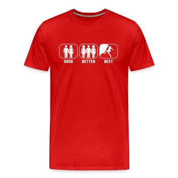 Good Better Best Climbing Alpinklettern Kraxler - Männer Premium Bio T-Shirt - Rot - Vorne - Damien (186cm)