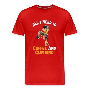 Coffee and Climbing Alpine Climbing Sport Climbing - Men's Premium Organic T-Shirt - red - Front - Damien (186cm)