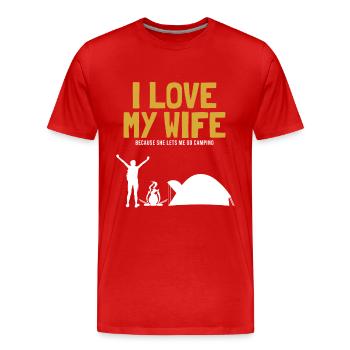 I love my Wife Camping Zelten Glamping - Männer Premium Bio T-Shirt - Rot - Vorne - Damien (186cm)