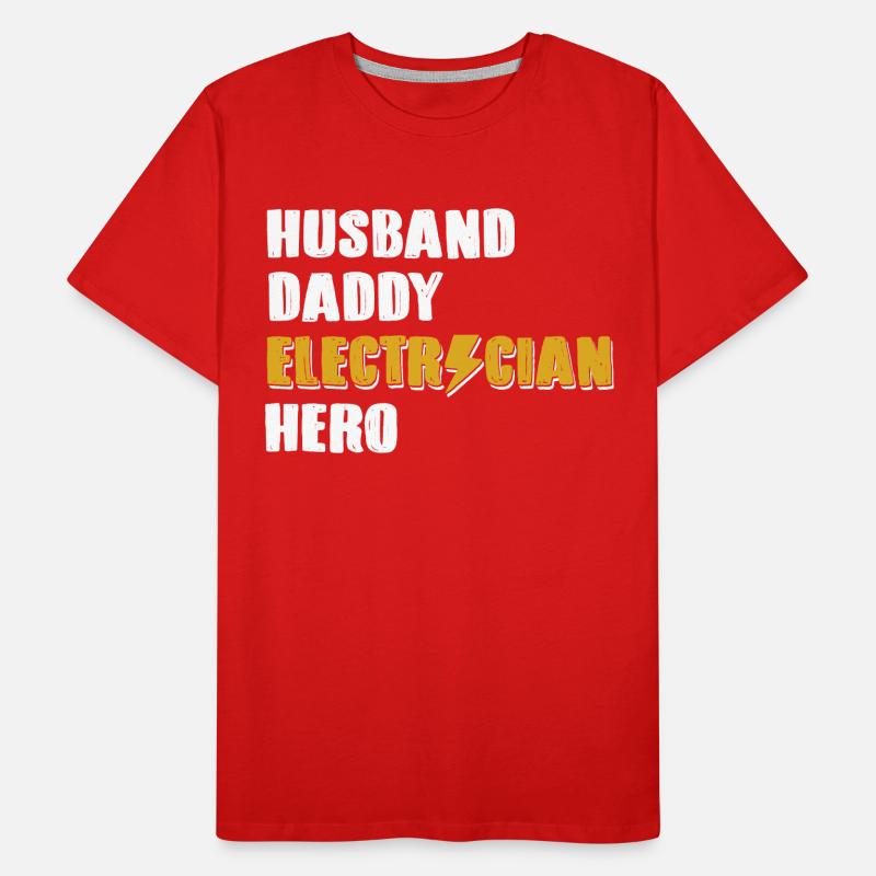 Husband Daddy Electrician Hero Electrical Engineer Men's Premium Organic T-Shirt