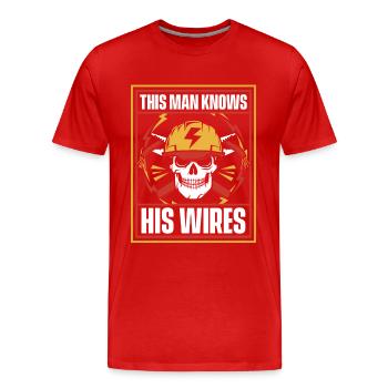 This Man Knows His Wires Electronics Technician - Men's Premium Organic T-Shirt - red - Front - Damien (186cm)