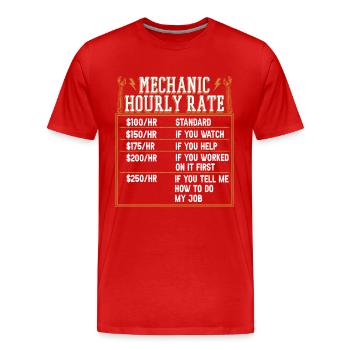 Mécanicien Tarif horaire Mécatronique Maître Automobile - T-shirt bio Premium Homme - rouge - Devant - Damien (186cm)