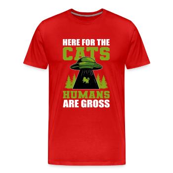 Ici Pour Les Chats Les Humains Sont Grossiers Hauskatze - T-shirt bio Premium Homme - rouge - Devant - Damien (186cm)