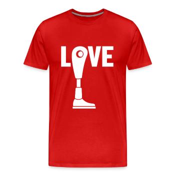 Liebe künstliche Beine Prothese Fuß Benutzer Bein - Männer Premium Bio T-Shirt - Rot - Vorne - Damien (186cm)