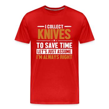 Couteaux Supposons que j’ai raison Couteau de boucher Couteau - T-shirt bio Premium Homme - rouge - Devant - Damien (186cm)
