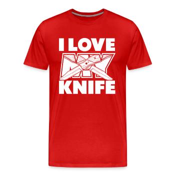 J’aime mon couteau couteau de boucher couteau de collection - T-shirt bio Premium Homme - rouge - Devant - Damien (186cm)
