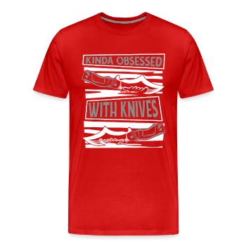 Irgendwie besessen von Messern Metzgermesser Messer - Männer Premium Bio T-Shirt - Rot - Vorne - Damien (186cm)