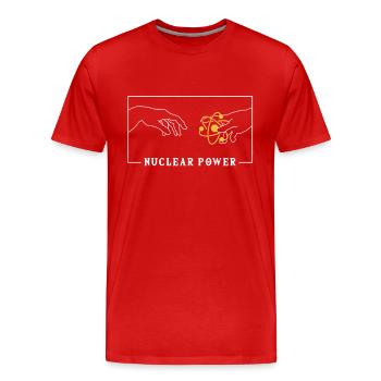 Michelangelo Die Erschaffung der Adams-Kernkraft - Männer Premium Bio T-Shirt - Rot - Vorne - Damien (186cm)