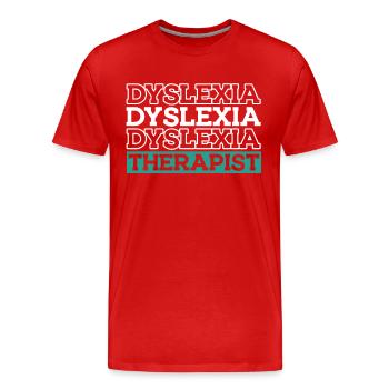 Thérapeute en dyslexie Thérapeute en dyslexie et en apraxie - T-shirt bio Premium Homme - rouge - Devant - Damien (186cm)
