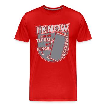 Je sais comment utiliser ma bouche harmoniciste de langue - T-shirt bio Premium Homme - rouge - Devant - Damien (186cm)