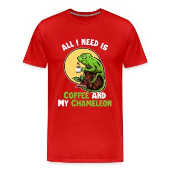 Le café et mon amant de la panthère voilée caméléon - T-shirt bio Premium Homme - rouge - Devant - Damien (186cm)