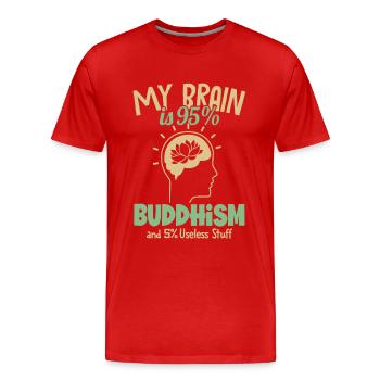 Mon cerveau est à 95% bouddhiste Symbole bouddhiste Statue - T-shirt bio Premium Homme - rouge - Devant - Damien (186cm)