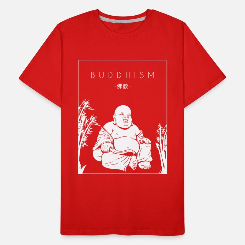 Statue bouddhiste bouddhiste Hanzi chinois T-shirt bio Premium Homme