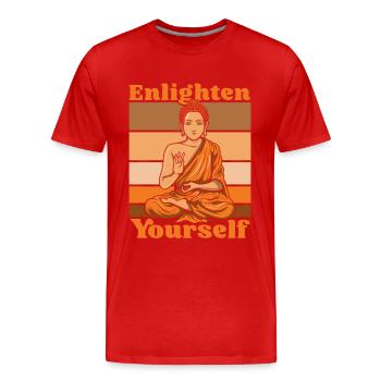 Illuminez-vous Statue bouddhiste symbole prêtre - T-shirt bio Premium Homme - rouge - Devant - Damien (186cm)