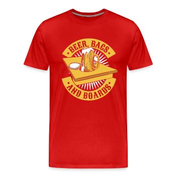 Biersäcke und -bretter Sitzsack Spielbretter Cornhole - Männer Premium Bio T-Shirt - Rot - Vorne - Damien (186cm)