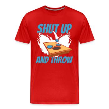 Shut Up And Throw Boards Bean Bag Game - Men's Premium Organic T-Shirt - red - Front - Damien (186cm)