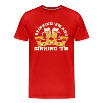 Drinking And Sinking Boards Bean Bag Game Cornhole - Men's Premium Organic T-Shirt - red - Front - Damien (186cm)