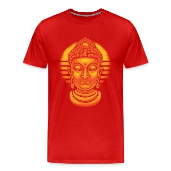 Statue bouddhiste rétro symbole prêtre bouddhisme - T-shirt bio Premium Homme - rouge - Devant - Damien (186cm)
