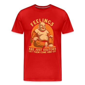 Les sentiments ne sont que des visiteurs Symbole de la statue bouddhiste - T-shirt bio Premium Homme - rouge - Devant - Damien (186cm)