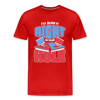 Glissez-le directement dans votre trou Pouf Plateaux de jeu - T-shirt bio Premium Homme - rouge - Devant - Damien (186cm)